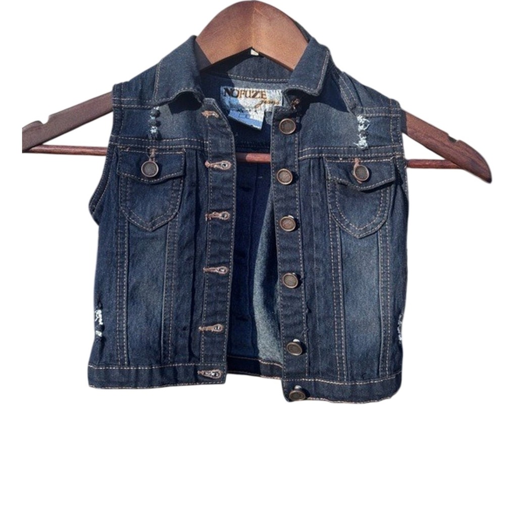 Girls Jeans Jacket vest Distressed SIze 6 EXCELLENT CONDITION